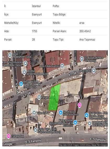 İSTANBUL - SAADETDERE E-5’E KOMŞU SATILIK ARSA